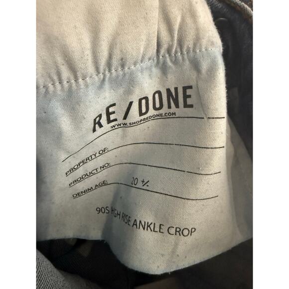 Re/Done 90s High Rise Ankle Crop Distressed Denim Blue Jeans Size 25 - Picture 13 of 14